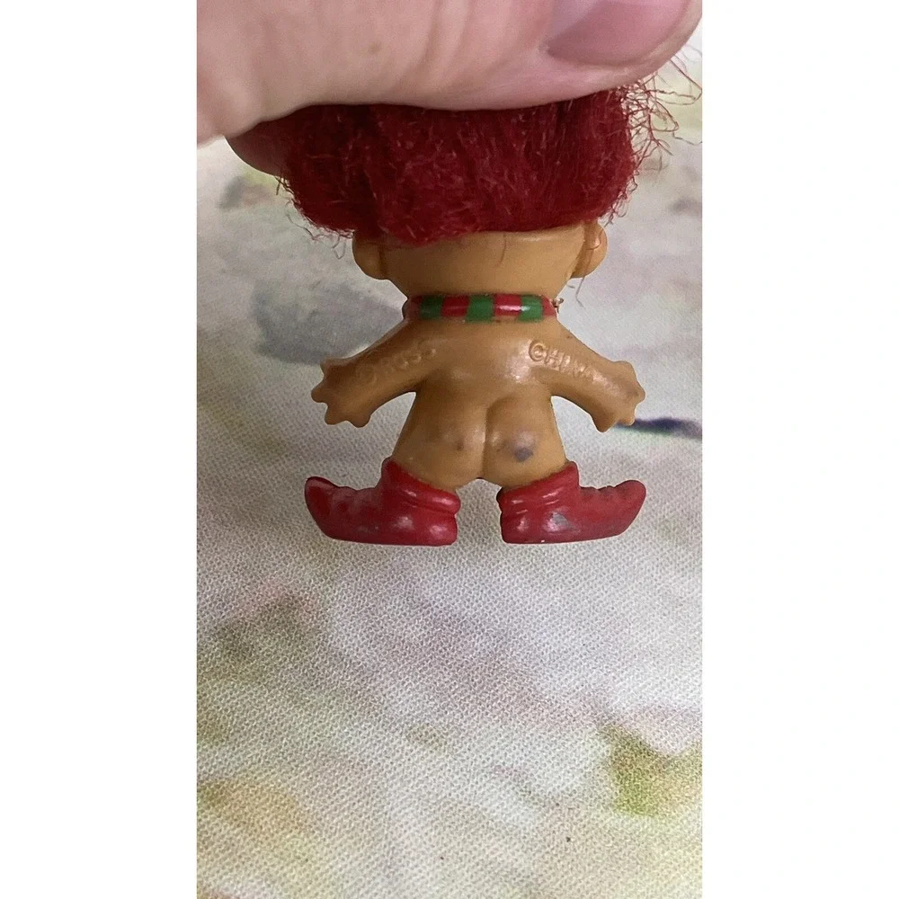 RUSS Troll Pencil Topper Creata 1992 Mini Troll Doll Blue Hair Red Hair Elf